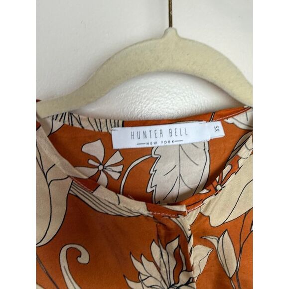 Hunter Bell Brown Floral Silk Blouse Sz. XS - Picture 4 of 5